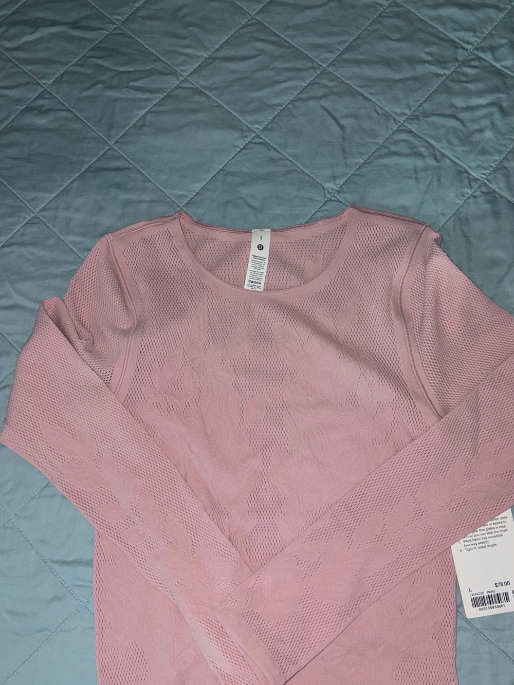 Lululemon Reveal Knit Floral Long Sleeve Pink Seamless Mesh Fitted Top